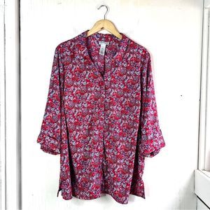Catherines Red and Blue Paisley Blouse